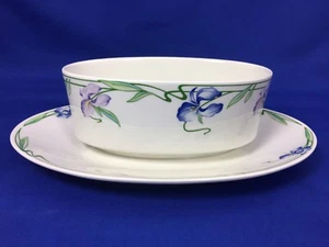Villeroy & Boch VERONA Blue Purple Iris GRAVY BOAT with Attached Underplate  - Picture 1 of 8