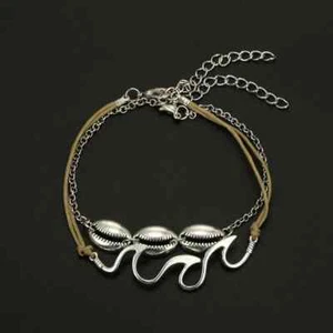 Vintage Beach Wave Spray Alloy Shell Anklet Gift for Women Beautiful Jewelry - Picture 1 of 15
