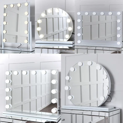 NICHES Gift for Her Illuminated LED Bulb Hollywood Vanity Desk Light Up Make-Up Mirror.