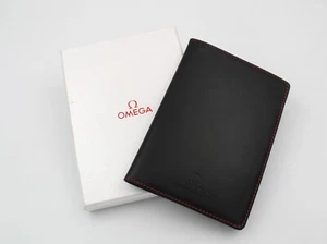 Omega Portafoglio Porta Documenti Pelle Nera Uomo Rifiniture Rosse Elegante - Bild 1 von 7