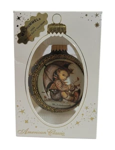 M.I. Hummel Weihnachtskrebs Ornament Regenschirm Junge Glas Glitzer NEU 1998 Vintage - Bild 1 von 11
