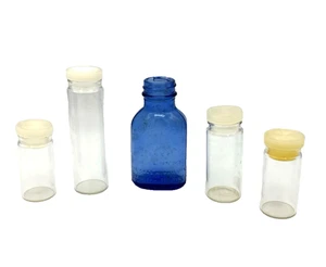 ViTG Milk of Magnesia 1930 Phillips Chemical Co. blaue Glasflasche 4 klare Fläschchen - Bild 1 von 11