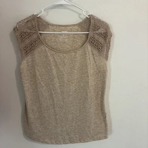 Sonoma Damen Top Gr. M Beige Strick Häkel Schultern - Bild 1 von 8