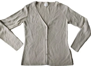 Women's Cotton Rib-Knit Button-Front V-Neck Cardigan Sweater by MAG Medium 90s  - Picture 1 of 10