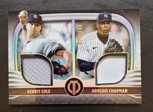 2022 Topps Tribute Gerrit Cole/Aroldis Chapman Dual Relic 83/199 #DR2-CC Yankees - Foto 1 di 3