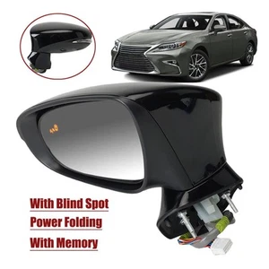 Side Mirror For 2013-18 Lexus Es350 Left Driver W/Blind Spot Memory 16Pin Black - Bild 1 von 10