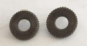 Neu Erica Zap Mesh Schwarz Nickel Kreis Ohrringe - Bild 1 von 2