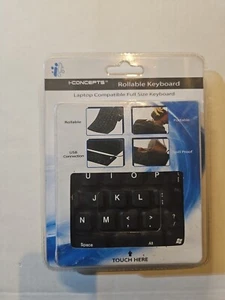ROLLABLE KEYBOARD LAPTOP COMPATIBLE FULL SIZE KEYBOARD0 SPILL PROOF PORTABLE - Picture 1 of 2