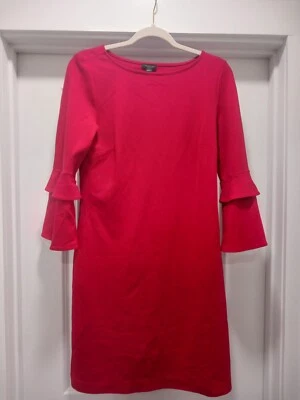 Женское красное платье Ann Taylor Factory S с оборками на рукавах - Изображение 1 из 3