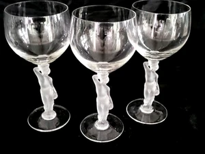 FRANZÖSISCHER BAYEL BACCHUS 3er Set männlicher AKT Art Deco Weingläser mattiert Bargeschirr - Bild 1 von 4