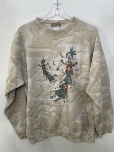Vintage 90s Native New Mexico Pueblo Crewneck Sweatshirt Tye Dye Unisex Cotton - Picture 1 of 8