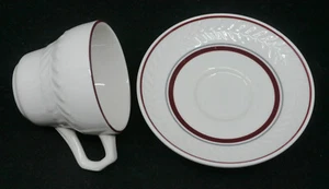 VINTAGE SHENANGO CHINA RESTAURANT WARE CUP & SAUCER, EMBOSSED LAUREL LEAVES - Picture 1 of 4