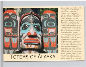 Totem Poles of Alaska Tlingit Haida Tsimshian Indians Eagle Raven Clans Postcard - Picture 1 of 2