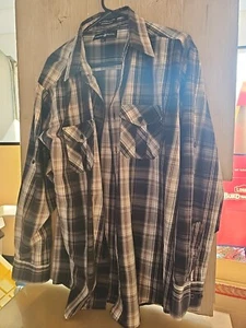 Beverly Hills Polo Club Flannel Shirt Mens XL Gray Black Plaid  Button-Up - Picture 1 of 4