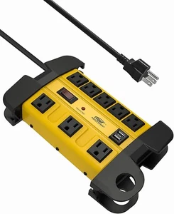 8-Outlet Heavy Duty Surge Protector Power Strip with 2 USB Ports - 6ft cord - Picture 1 of 6