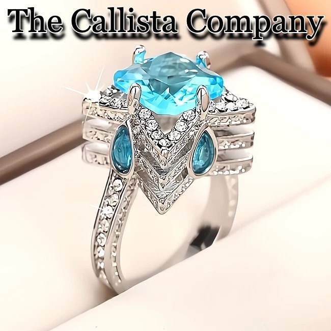 1.2K+Vendido CREADO EN LABORATORIO 3.87 CT CORTE COJÍN AZUL CIELO 3A+CZ S925 PLATA RG TALLA 6-9 ✓ Foto 1 de 4