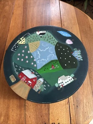 Vintage Folk Art Hand Painted Primitive Wooden Box Signed - Image 1 of 4