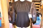 89Th Madison Black top wiith white crystal and sheer arm unique Size S/P