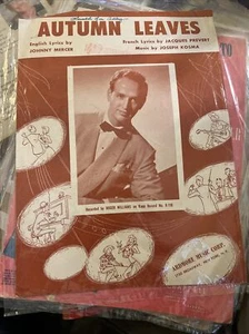 Autumn Leaves Johnny Mercer aufgenommen von Roger Williams 1950 Vintage Noten Pop - Bild 1 von 2