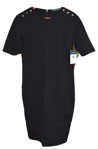 LAUREN RALPH LAUREN Short Sleeve Classic Black Day Evening Dress SZ S NWT $135 - Picture 1 of 8