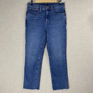 J Crew Jeans Womens 28 Blue Essential Straight Raw Hem Stretch High Rise NWT - Picture 1 of 9