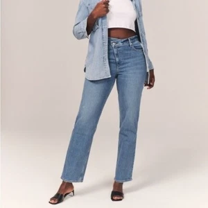 Abercrombie Jeans ‘90s Straight Ultra High Rise Crossover Waist NWT Size 24 - Picture 1 of 8