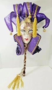 NEW Balocoloc Venezia Papier Mache Mask/ Masquerade w/ Holding Hand Painted TAG - Picture 1 of 12