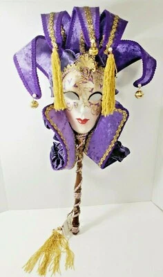NEW Balocoloc Venezia Papier Mache Mask/ Masquerade w/ Holding Hand Painted TAG - Image 1 of 4