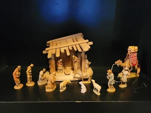ANRI KARL KUOLT VINTAGE HAND-CARVED NATIVITY SET 3” WITH STABLE 16 PEICES. - Picture 1 of 14