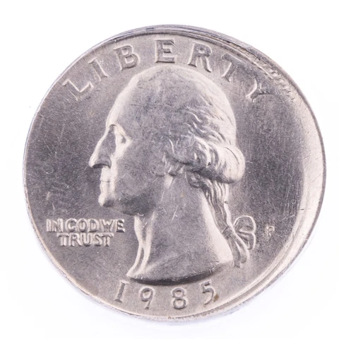 ERROR 1985 P Washington Quarter ANACS AU50 Tilted Partial Collar Certified 25C Cover