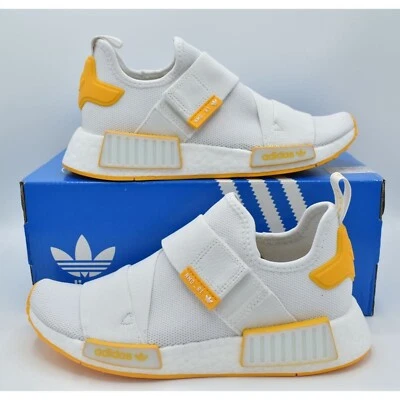 Adidas Originals Women Size 8.5 NMD R1 Strap Collegiate Slip On Gold White Shoes - Image 1 of 4