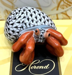 HEREND HERMIT CRAB FIGURINE BLACK FISHNET 2,25" long,BRAND NEW BOXED - Picture 1 of 12