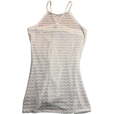 Vestido feminino Prana tamanho pequeno branco padrão em ziguezague sem mangas Halter Cover-Up - Imagem 1 de 4