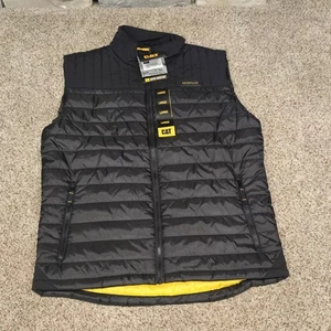 CAT Caterpillar Black Puffer Work Vest Mens Size Large New With Tags - Picture 1 of 10