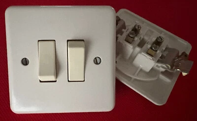 Ancien LEGRAND Neptune Double Interrupteur SIMPLE sans V-Vient NEUF Blanc cassé