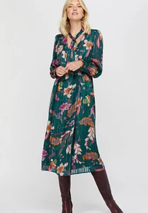 MONSOON ROSIE JADE FLORAL CHIFFON 50'S PUSSY BOW MIDI WRAP DRESS 16 NWOT £169 - Picture 1 of 22