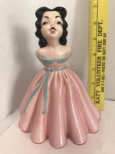 Vintage Holland Mold Lady in Pink Dress with Hat 6 3/4" - Picture 1 of 12