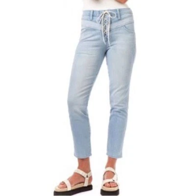 Pantalones de mezclilla recortados Jordache vintage de cristal con cordones que van y vienen lavado claro Foto 1 de 4