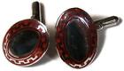 Taxco Mexican Sterling Silver Red Enamel Art Deco Revival Cufflinks Signed ARO