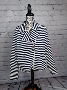Lane Bryant womens long sleeve striped print stretch knit moto jacket sz 18 bb10 - Picture 1 of 9