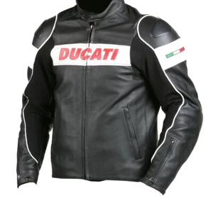 DUCATI Giubbotto Moto in Pelle Da Corsa Uomo Giacca in Pelle da Motociclista 56 - Picture 1 of 2