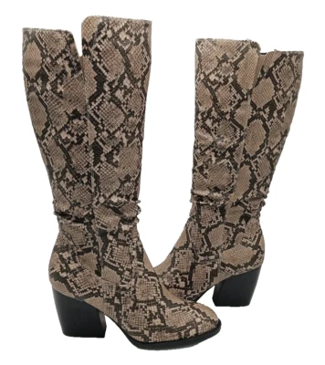Botas hasta la rodilla BareTraps Lilly para mujer cierre estampado de pitón serpiente 7 medianas Foto 1 de 4