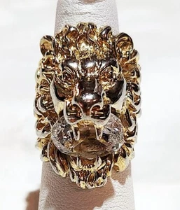 Vergoldeter Gucci Ring Löwenkopf klar Swarovski Kristall Größe 8 Designer signiert - Bild 1 von 22