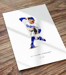 Tyler Glasnow Los Angeles Dodgers Baseball Illustration Print Poster Art