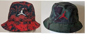 Nike JORDAN CHILD Unsex Bucket Hat Green Camo Red Print Logo Size Around AGE4-10 - Picture 1 of 10