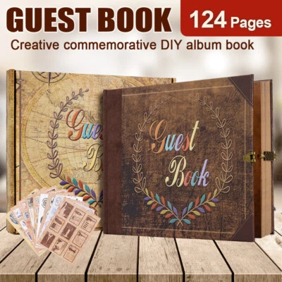 124 Pages Wedding Guest Book Funeral Memory Book with Gold Engraving Hardcover - Image 1 of 4