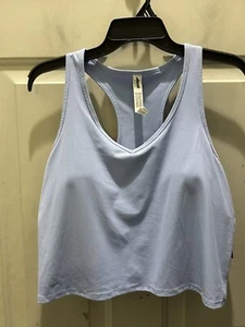 New!AVIA Blue Birch V Neck Ribbed Crop Top With Mesh Bra W/Pads. Size XL(16-18). - Picture 1 of 3