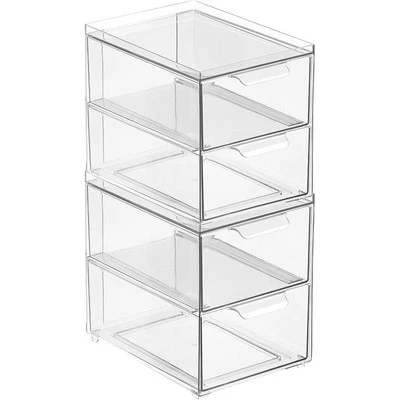 Aufbewahrungsbox mit Schublade 2er Set Schuhbox stapelbar mDesign transparent - Bild 1 von 4