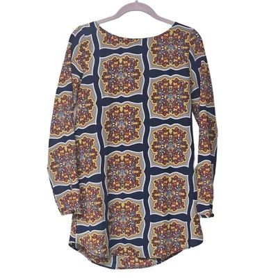 Copper Key Bohemian Paisley High Low Long Sleeve Tunic Blouse Women's Size Small - Image 1 of 4