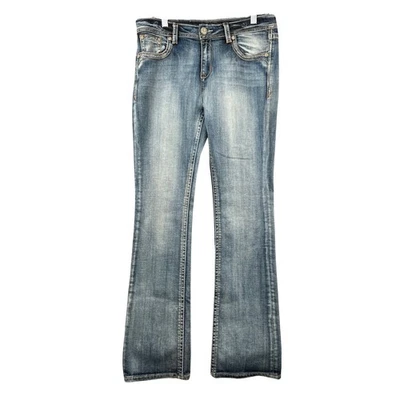 Pantalones de mezclilla Grace Easy Fit para mujer azul lavado bootcut embellecidos bolsillo talla 31 Foto 1 de 4